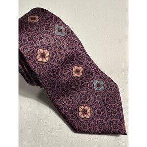 PACO RABANNE Vintage Mens Tie 100% Silk Tie Floral Navy/Blue/Purple